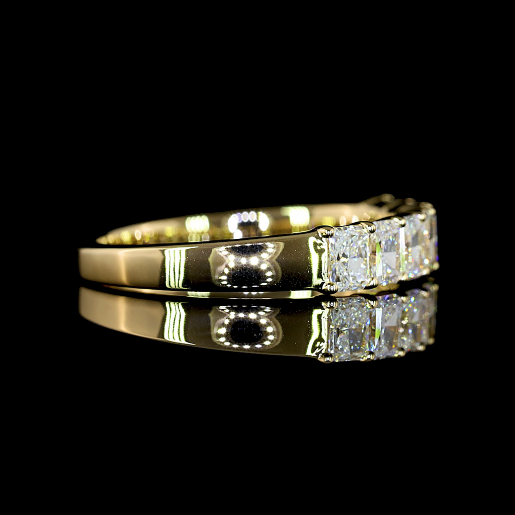 1.01 Cts 14k Yellow Gold Radiant Shape 7 Stones Eternity Band - Image 4