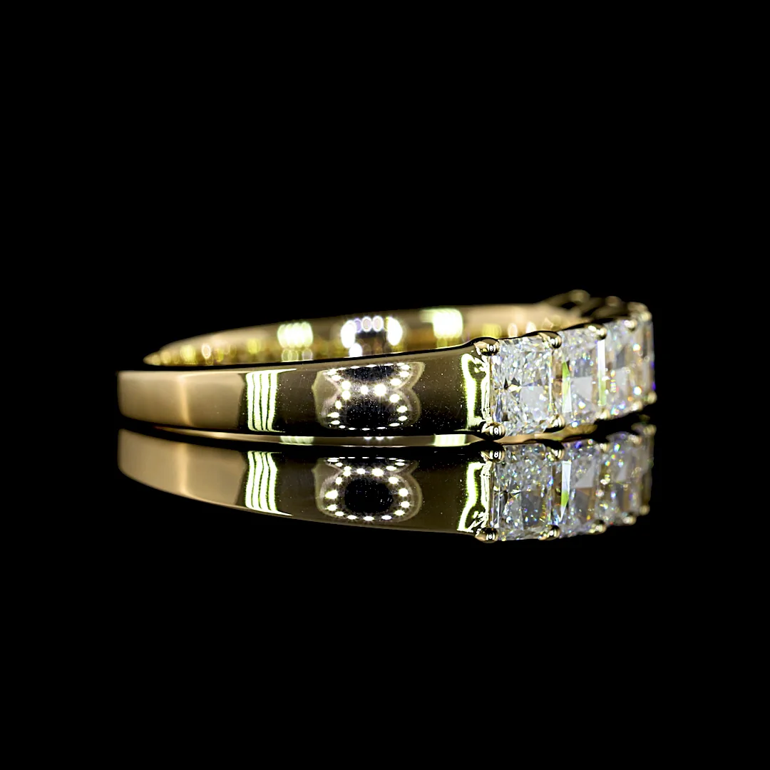 1.01 Cts 14k Yellow Gold Radiant Shape 7 Stones Eternity Band - Image 4