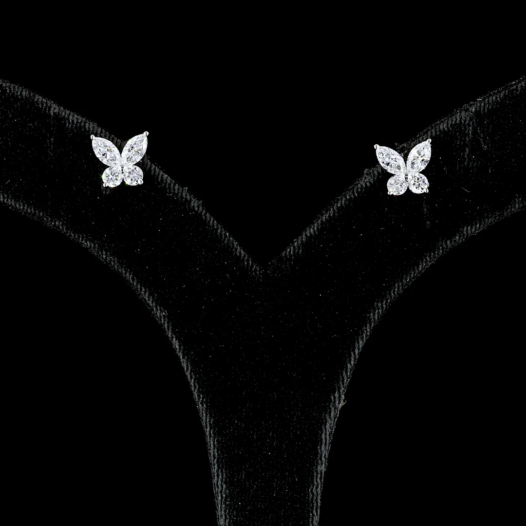 1.17 Cts 14k White Gold Mix Shape Studs Earring - Video