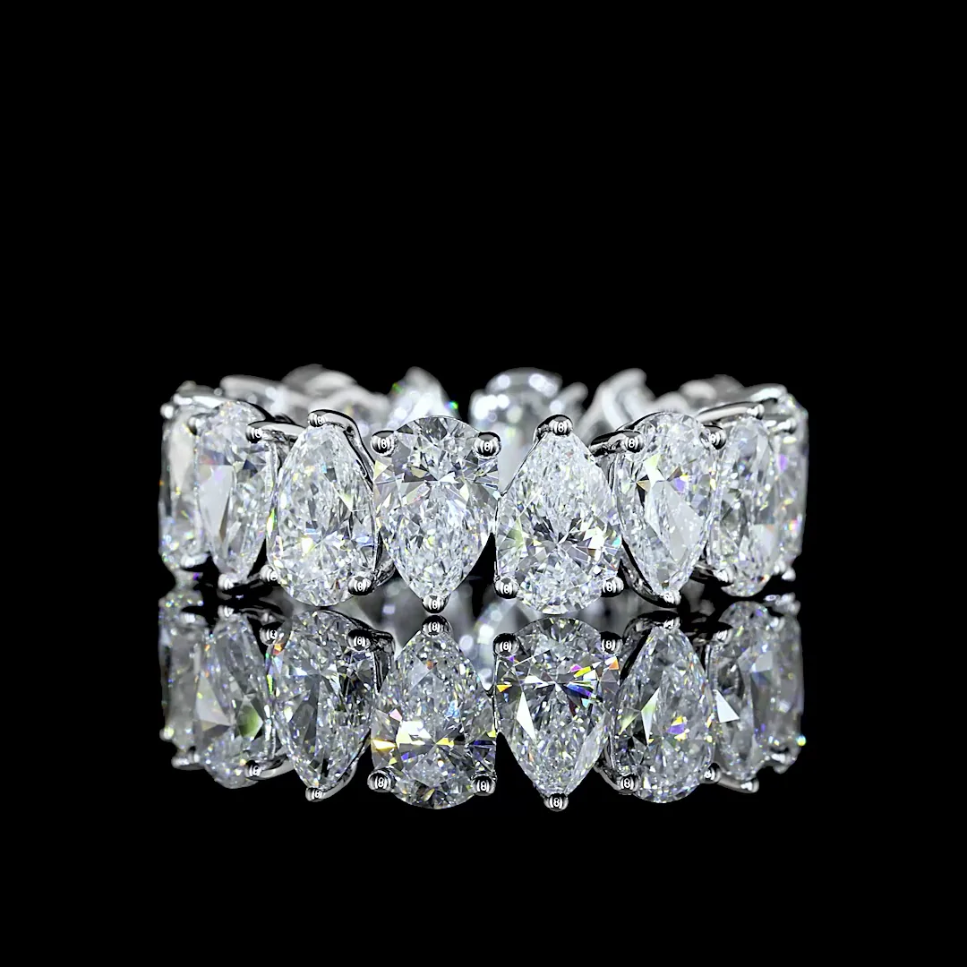 5.82 Cts 18k White Gold Pear Shape Eternity Band Eternity Band - Video