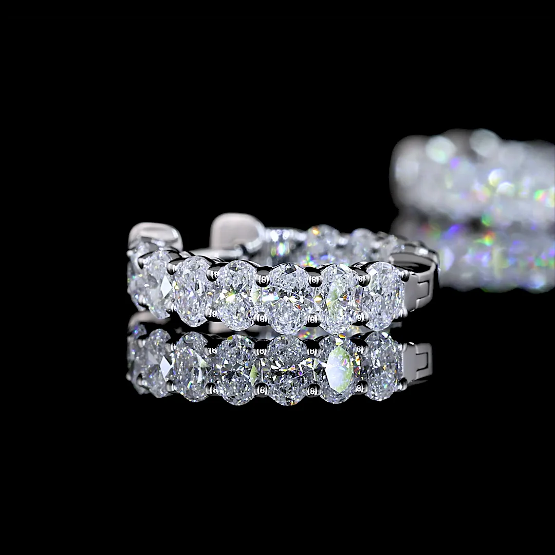 1.29 Cts 14k White Gold Oval Shape Huggies Earring - Image 4