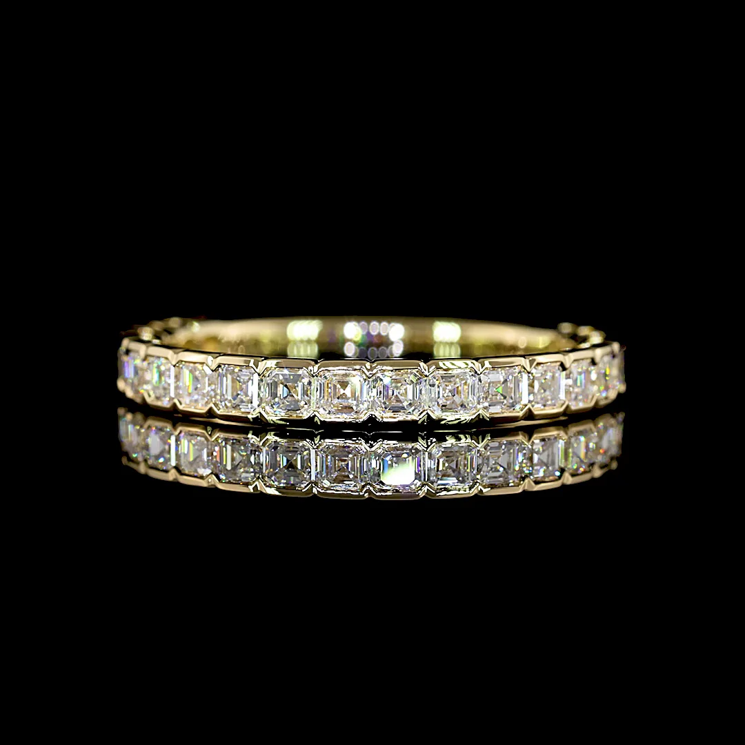 1.1 Cts 14k Yellow Gold Asscher Shape 3/4 Band Eternity Band - Video