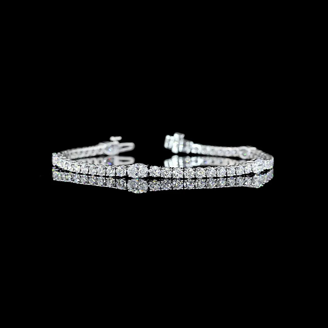 5.26 Cts 14k White Gold Oval Shape Station Line Tennis Bracelet - Video