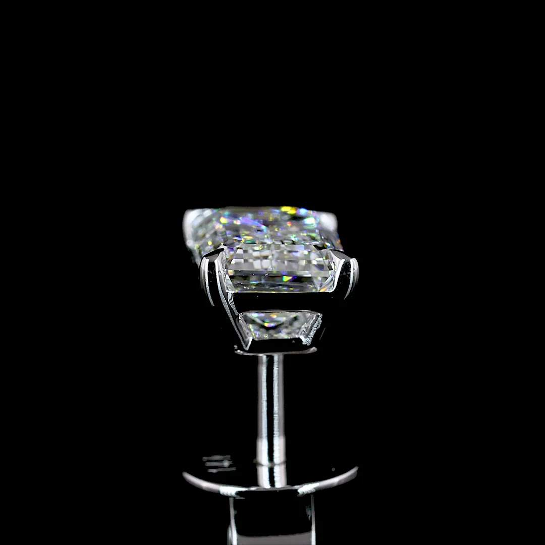 1.51 Cts 14k White Gold Emerald Shape Studs Earring - Image 2