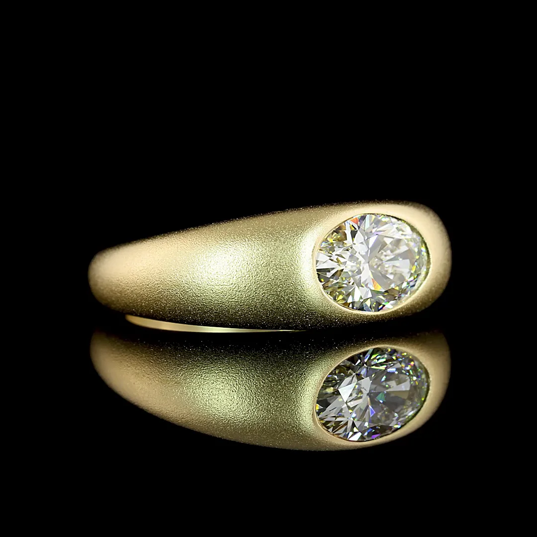 1.23 Cts 14k Yellow Gold Oval Shape Solitaire Ring - Image 4