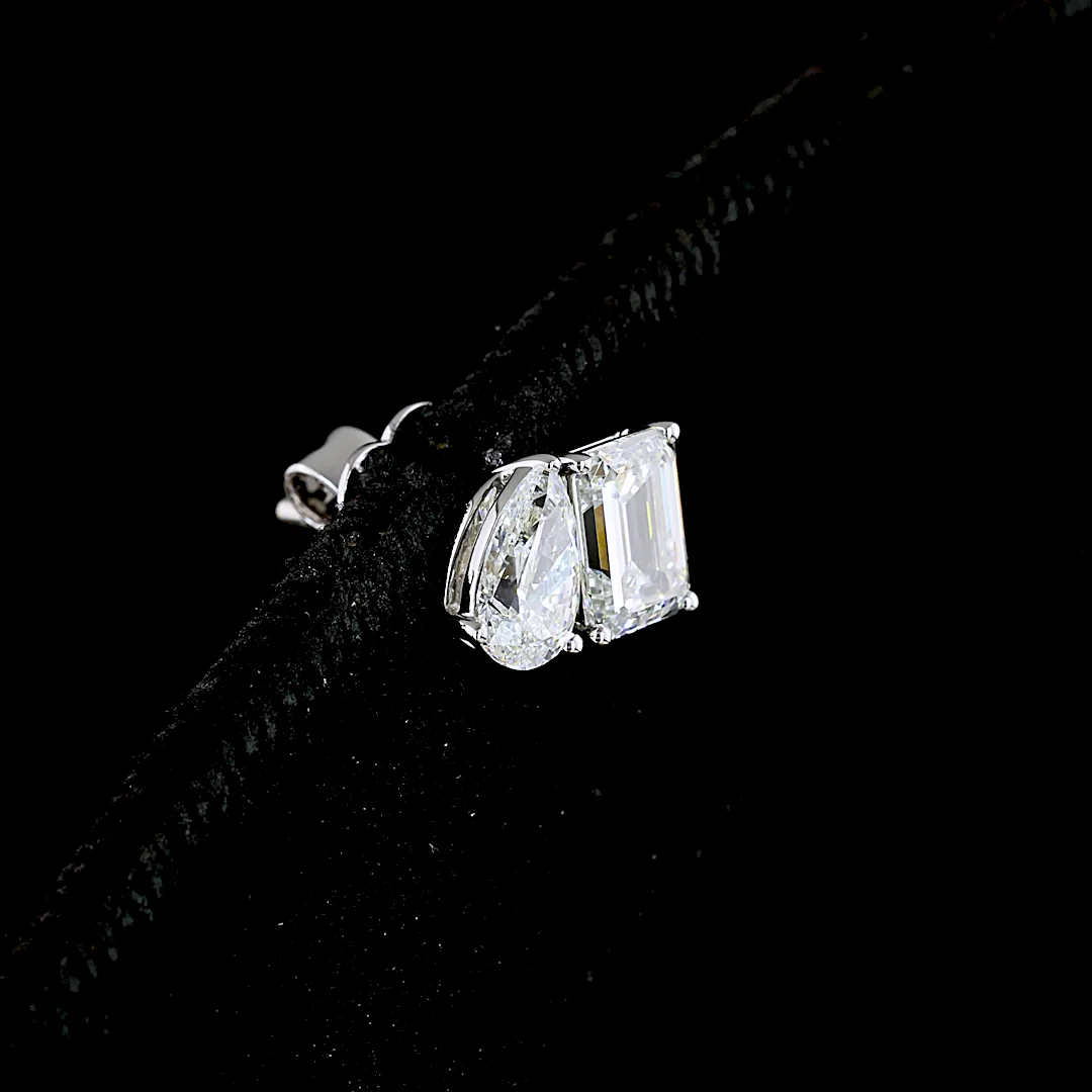 1.77 Cts 14k White Gold Mix Shape Studs Earring - Image 4