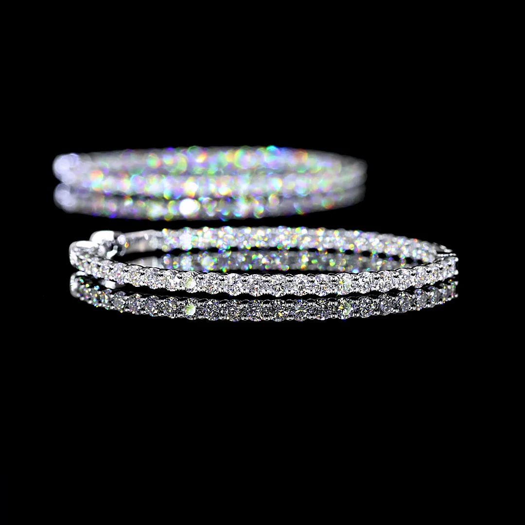 2.66 Cts 14k White Gold Round Shape Hoops Earring - Image 4