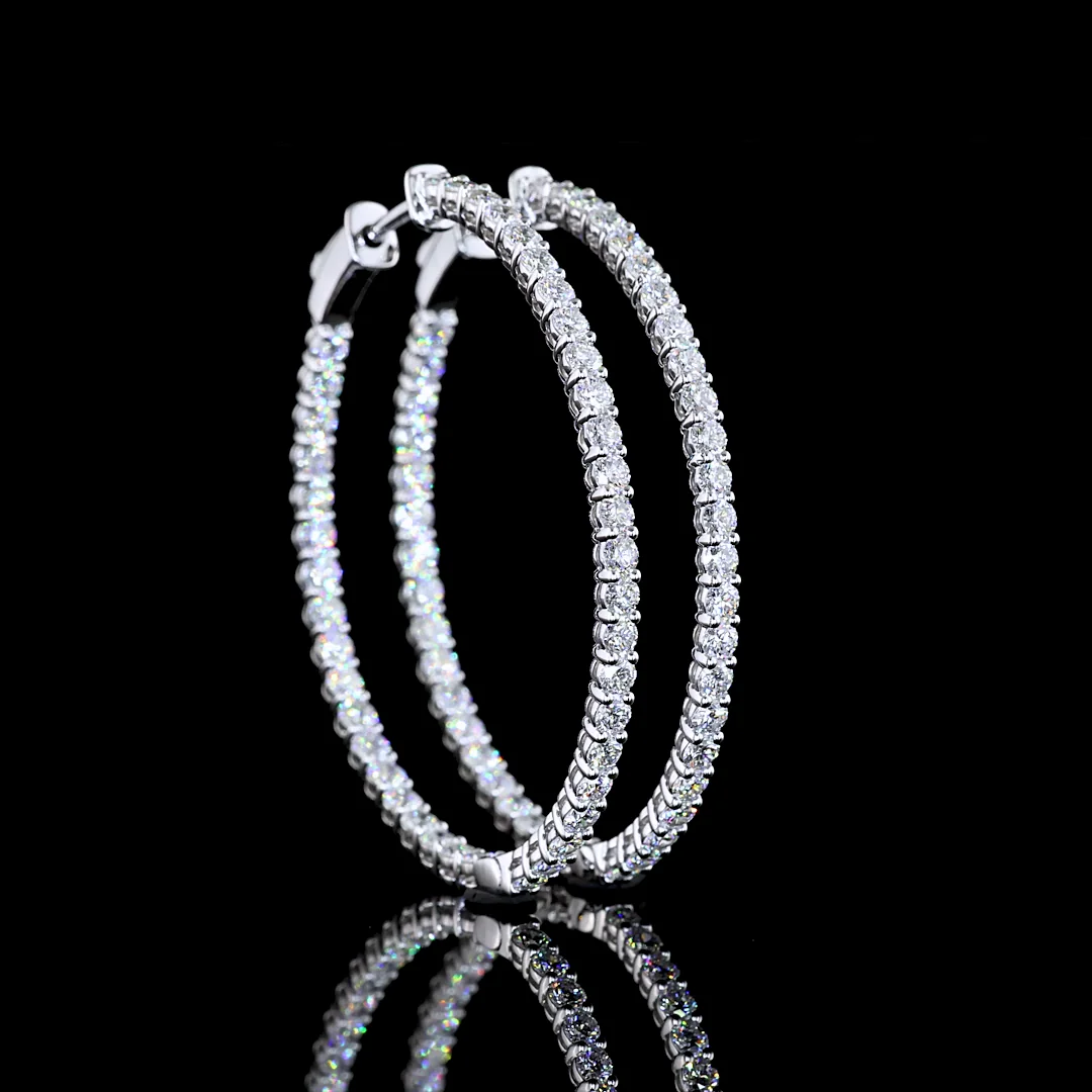 2.66 Cts 14k White Gold Round Shape Hoops Earring - Video