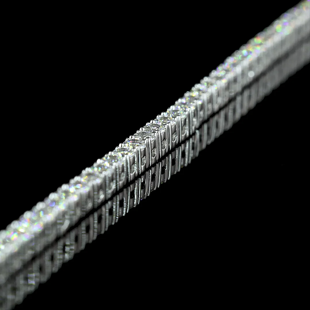 5.58 Cts 14k White Gold Round Shape Tennis Necklace - Image 4