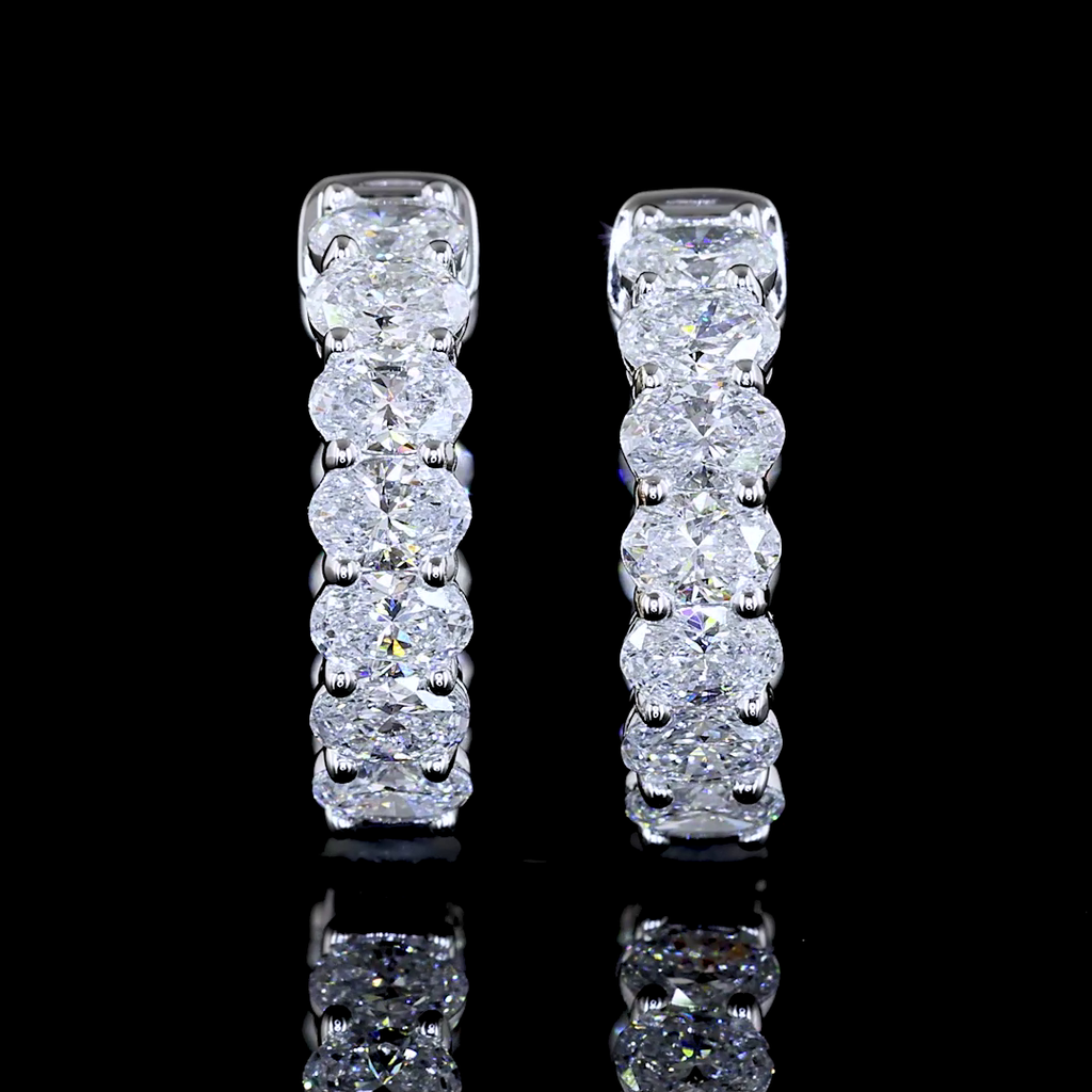 1.54 Cts 14k White Gold Oval Shape Huggies Earring - Image 3