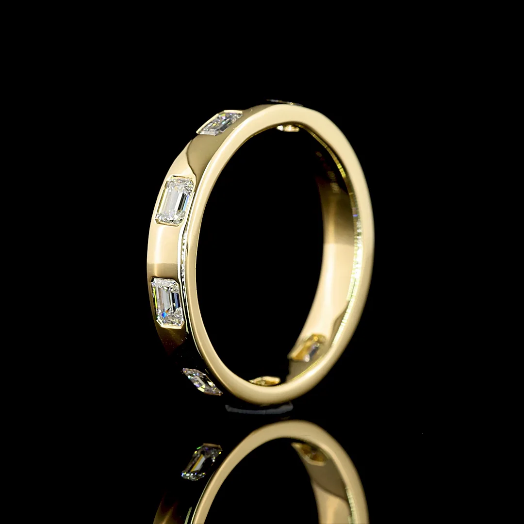 0.66 Cts 14k Yellow Gold Emerald Shape Eternity Band Eternity Band - Image 4