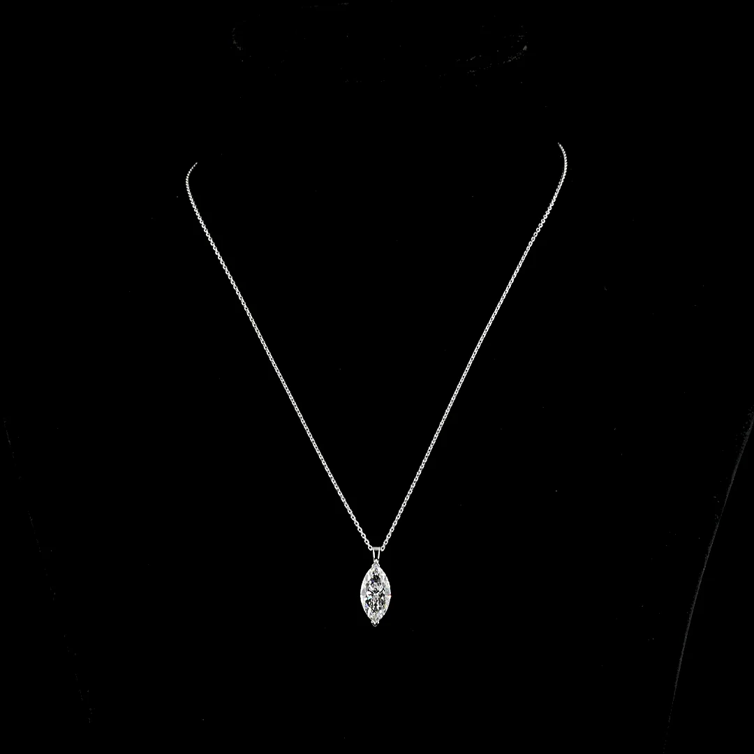 2.71 Cts 14k White Gold Marquise Shape Solitaire Pendant - Video