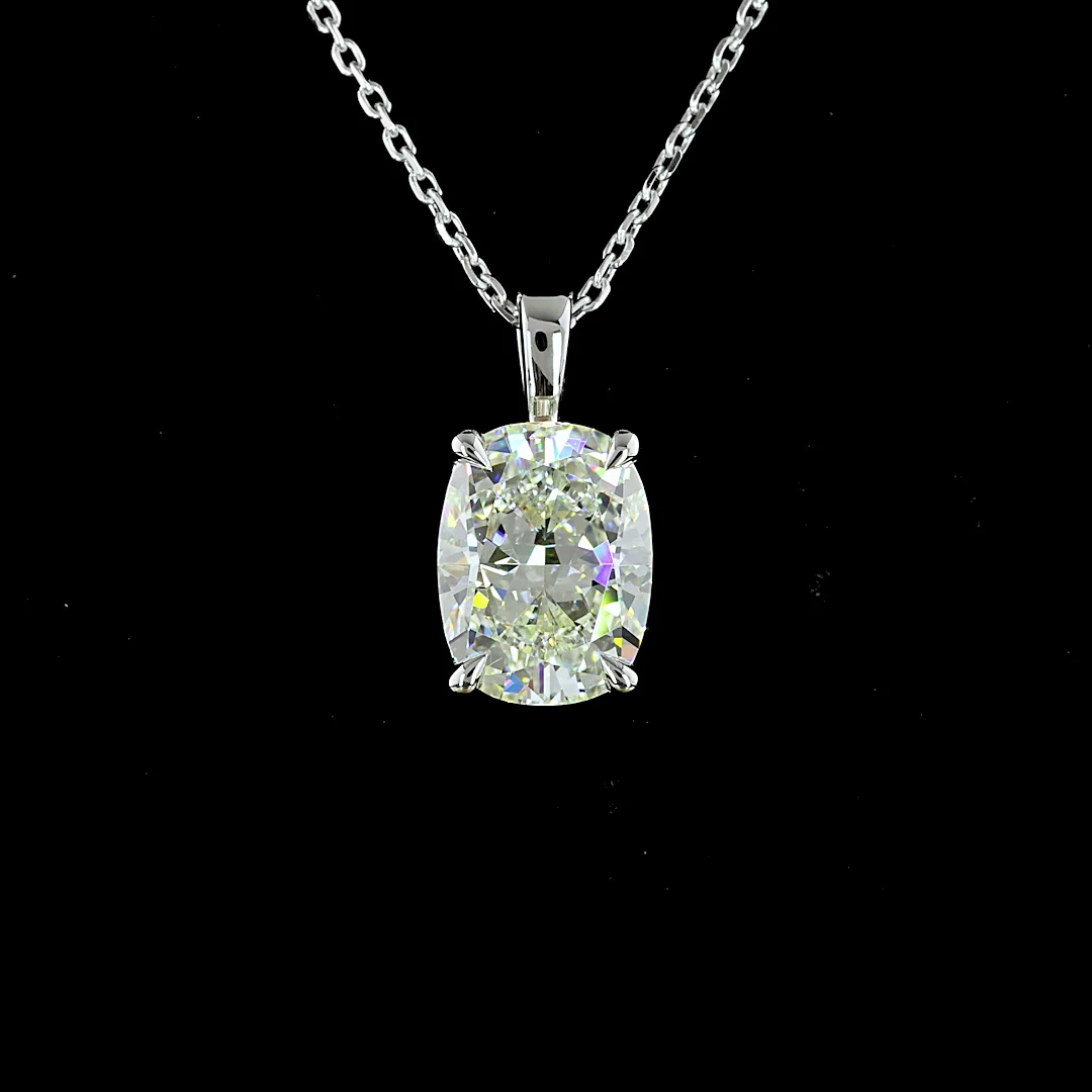 2.03 Cts 14k White Gold Cushion Brilliant Shape Solitaire Pendant - Image 3