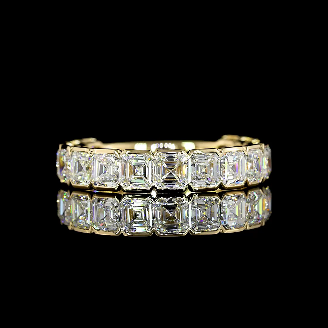 2.97 Cts 14k Yellow Gold Asscher Shape 3/4 Band Eternity Band - Video