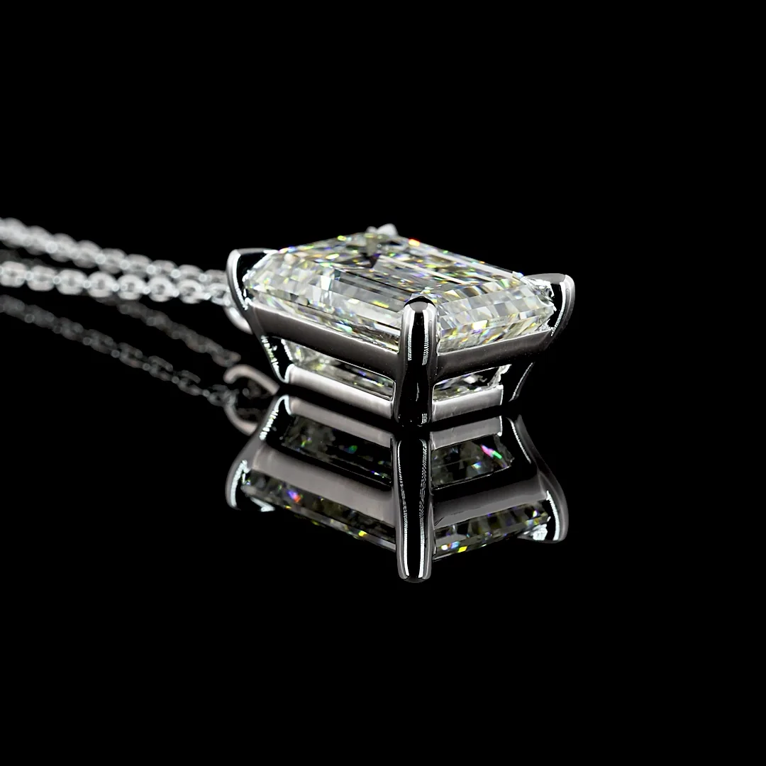 5.05 Cts 14k White Gold Emerald Shape Solitaire Pendant - Image 2