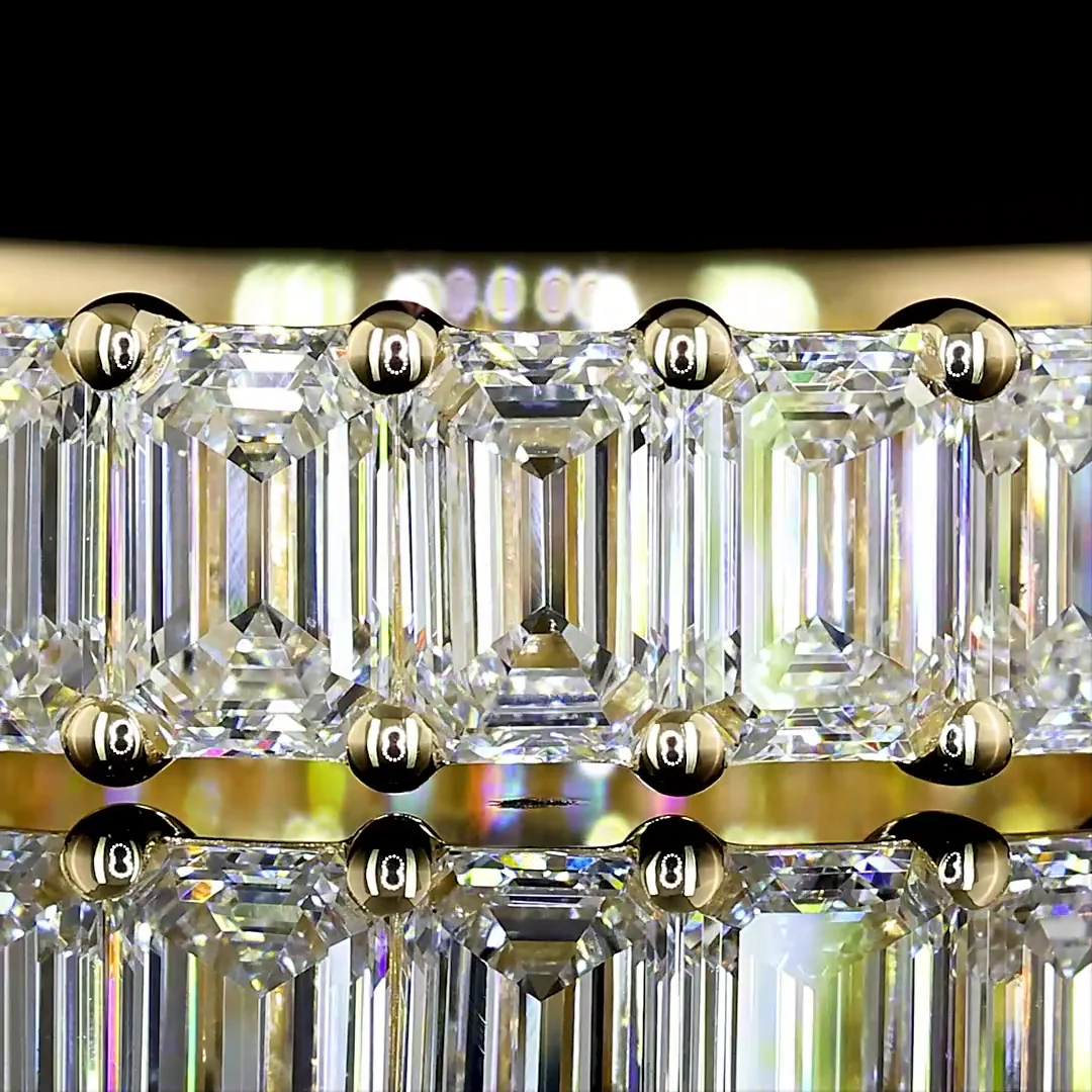 3.1 Cts 14k Yellow Gold Emerald Shape 3/4 Band Eternity Band - Image 3