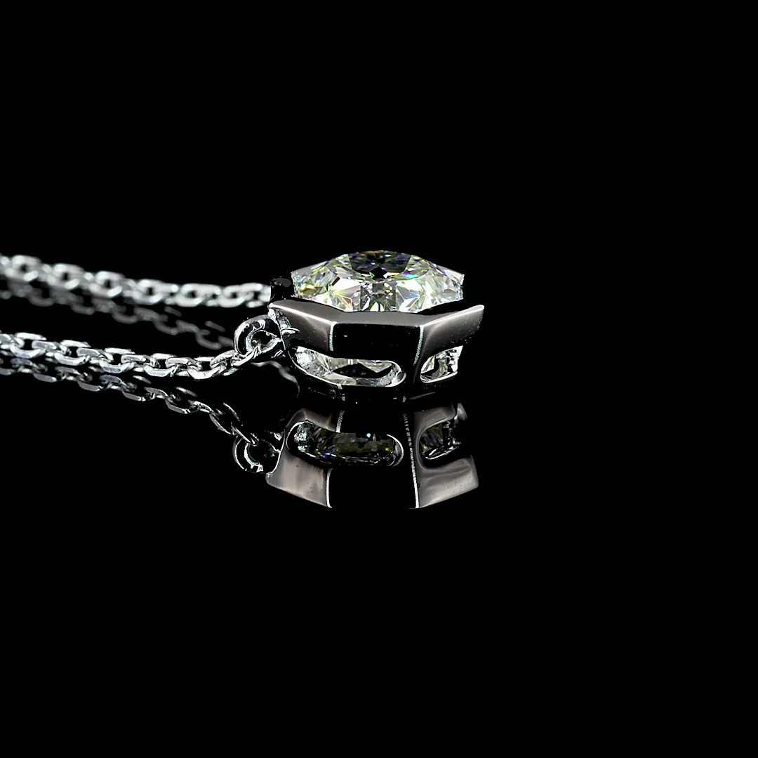 1.5 Cts 14k White Gold Octagon Shape Solitaire Pendant - Image 2