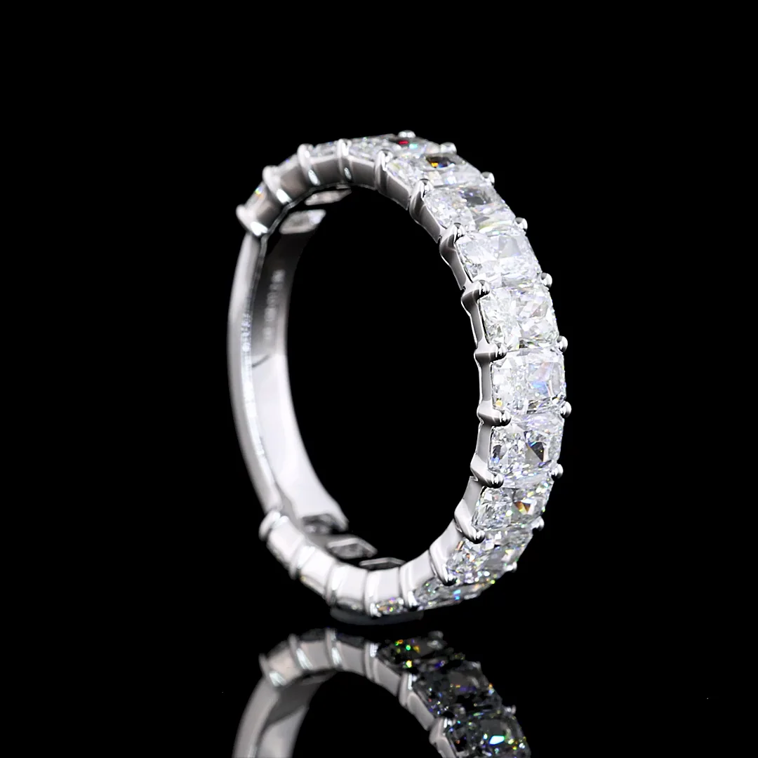 4.08 Cts 14k White Gold Radiant Shape 3/4 Band Eternity Band - Image 2