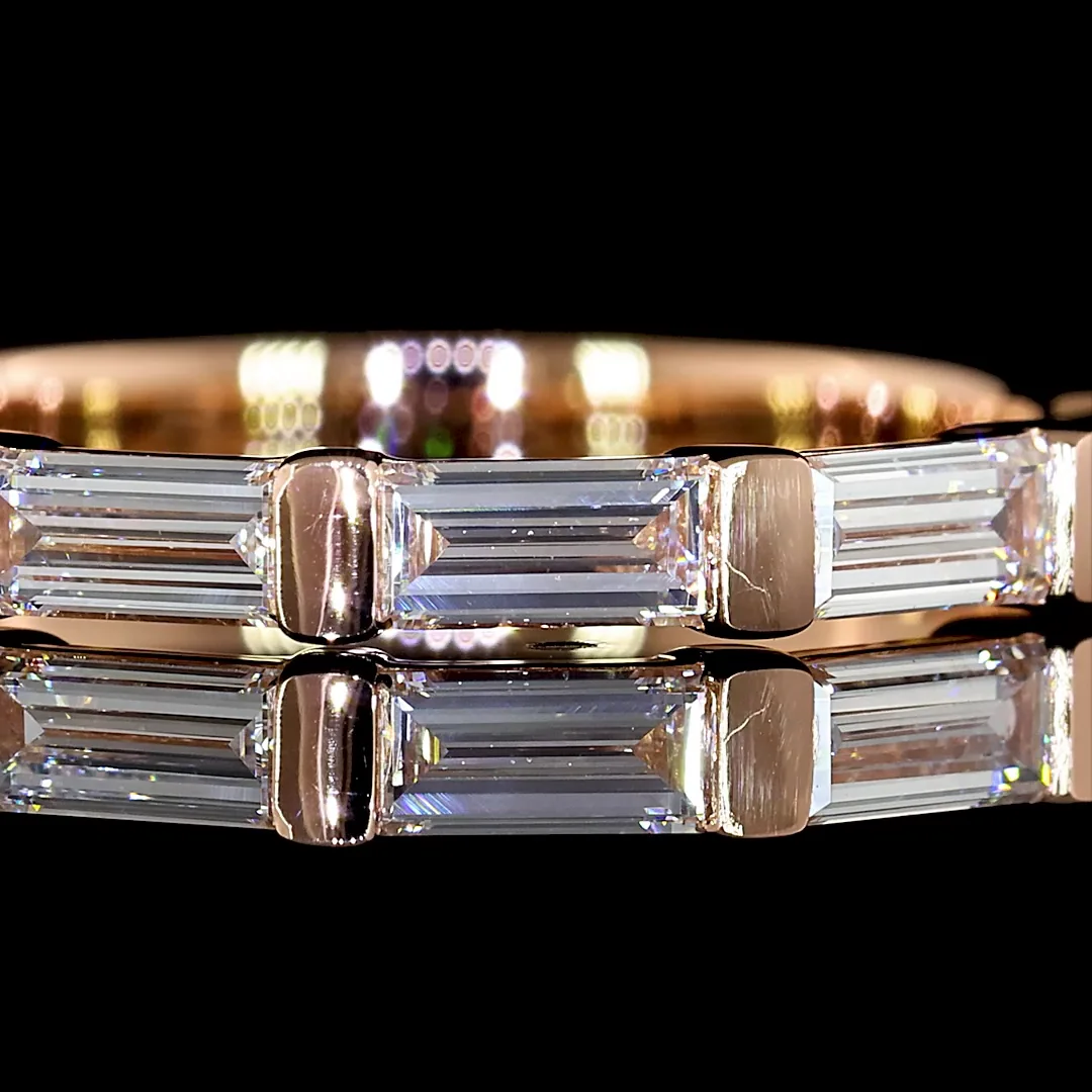 0.57 Cts 14k Rose Gold Baguette Shape 5 Stones Eternity Band - Image 3