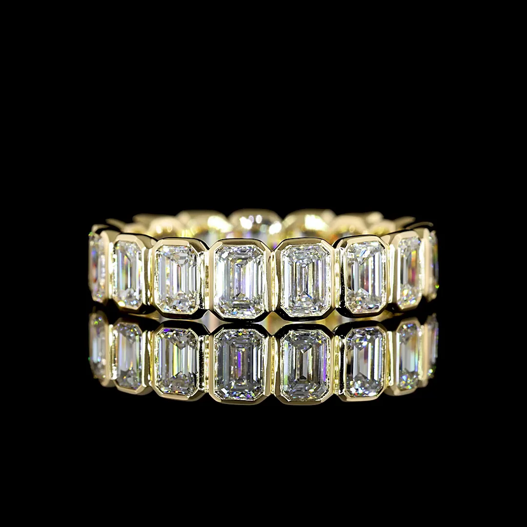 3.99 Cts 14k Yellow Gold Emerald Shape Eternity Band Eternity Band - Video