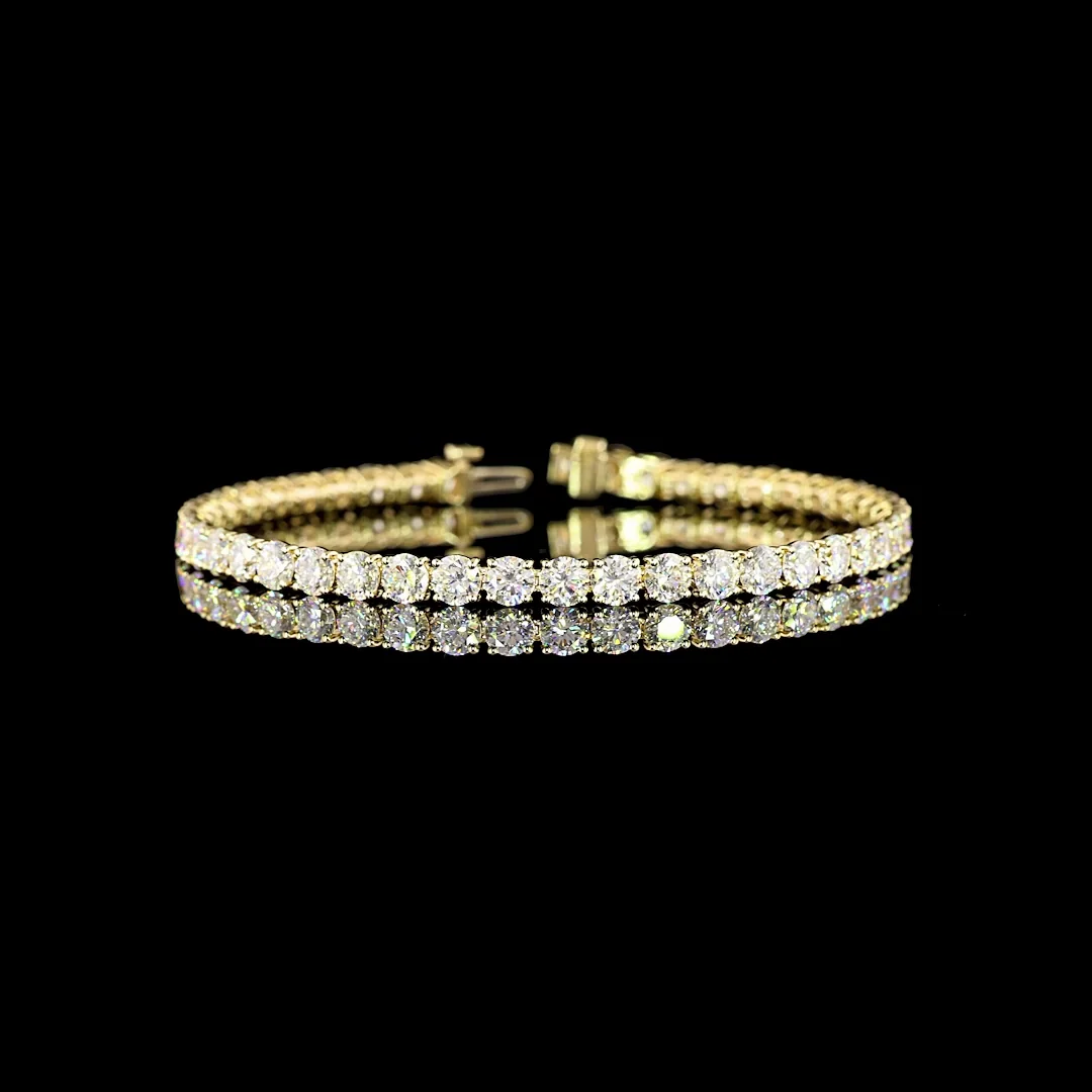 10.61 Cts 14k Yellow Gold Round Shape Tennis Bracelet - Video