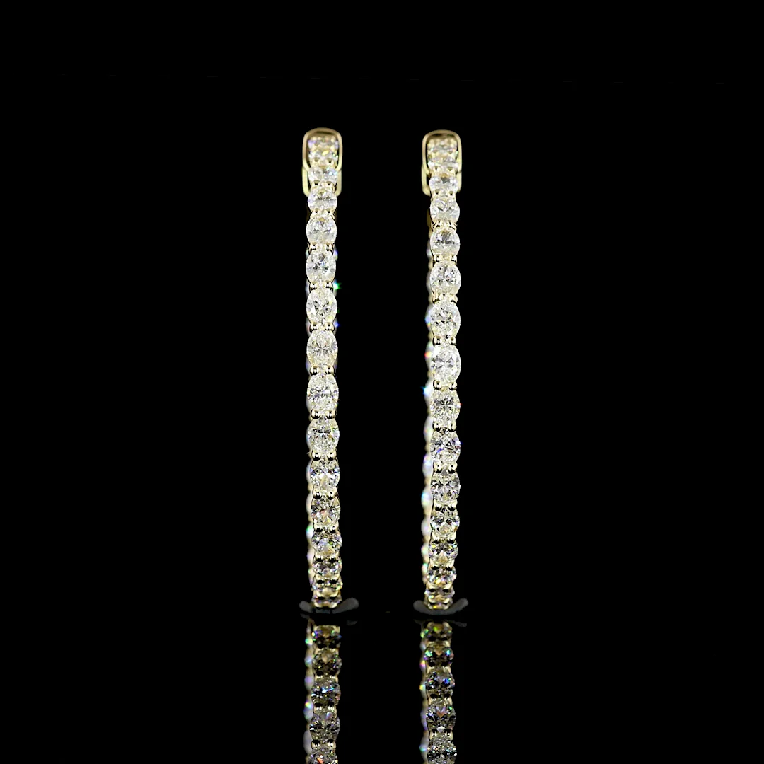 3.08 Cts 14k Yellow Gold Oval Shape Hoops Earring - Image 3