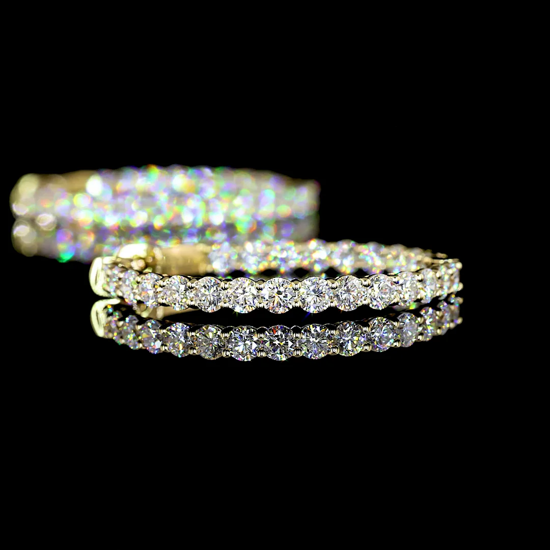 2.45 Cts 14k Yellow Gold Round Shape Hoops Earring - Image 4