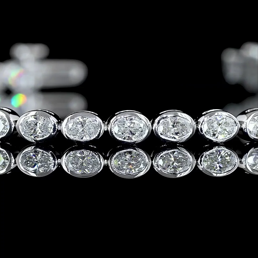 2.56 Cts 14k White Gold Oval Shape Tennis Bracelet - Image 2