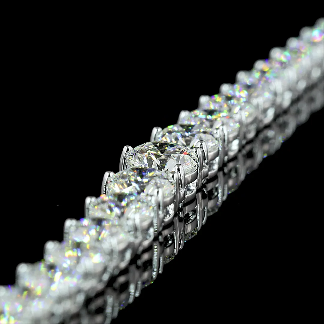 9.9 Cts 14k White Gold Round Shape Riviera Necklace - Image 4