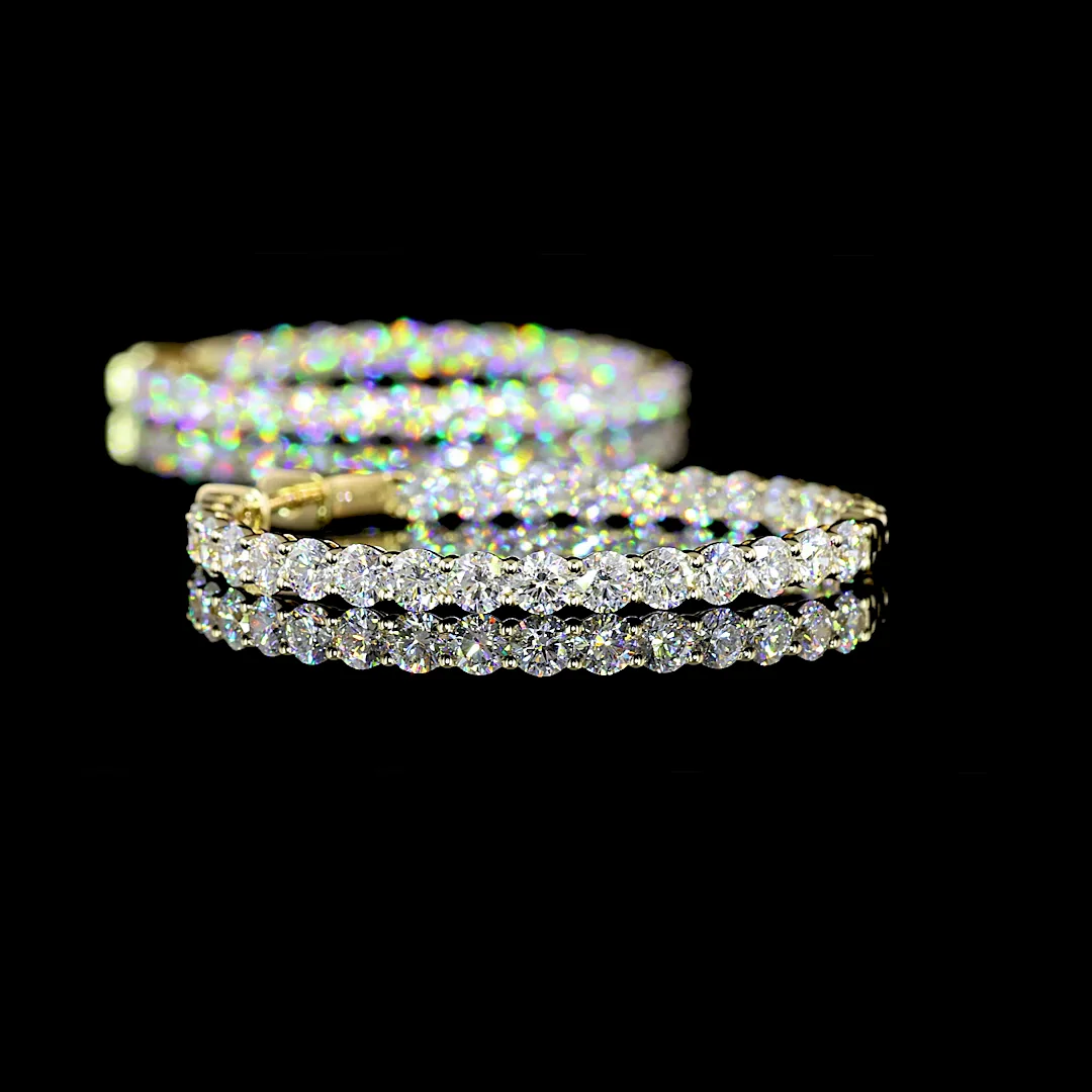 5.39 Cts 14k Yellow Gold Round Shape Hoops Earring - Image 4