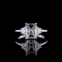 2.51 Cts 14k White Gold Emerald Shape 3 Stones Ring - Image 3