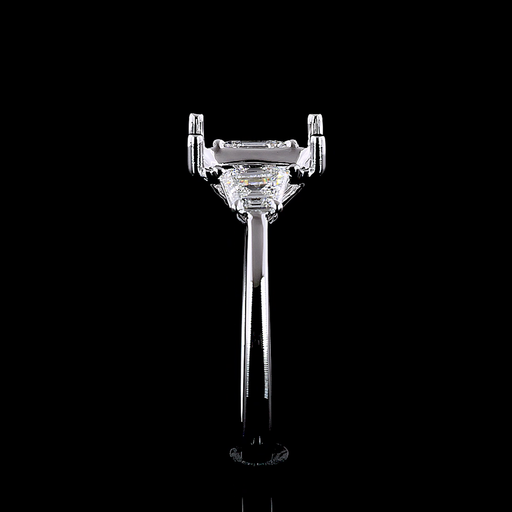 2.51 Cts 14k White Gold Emerald Shape 3 Stones Ring - Image 4