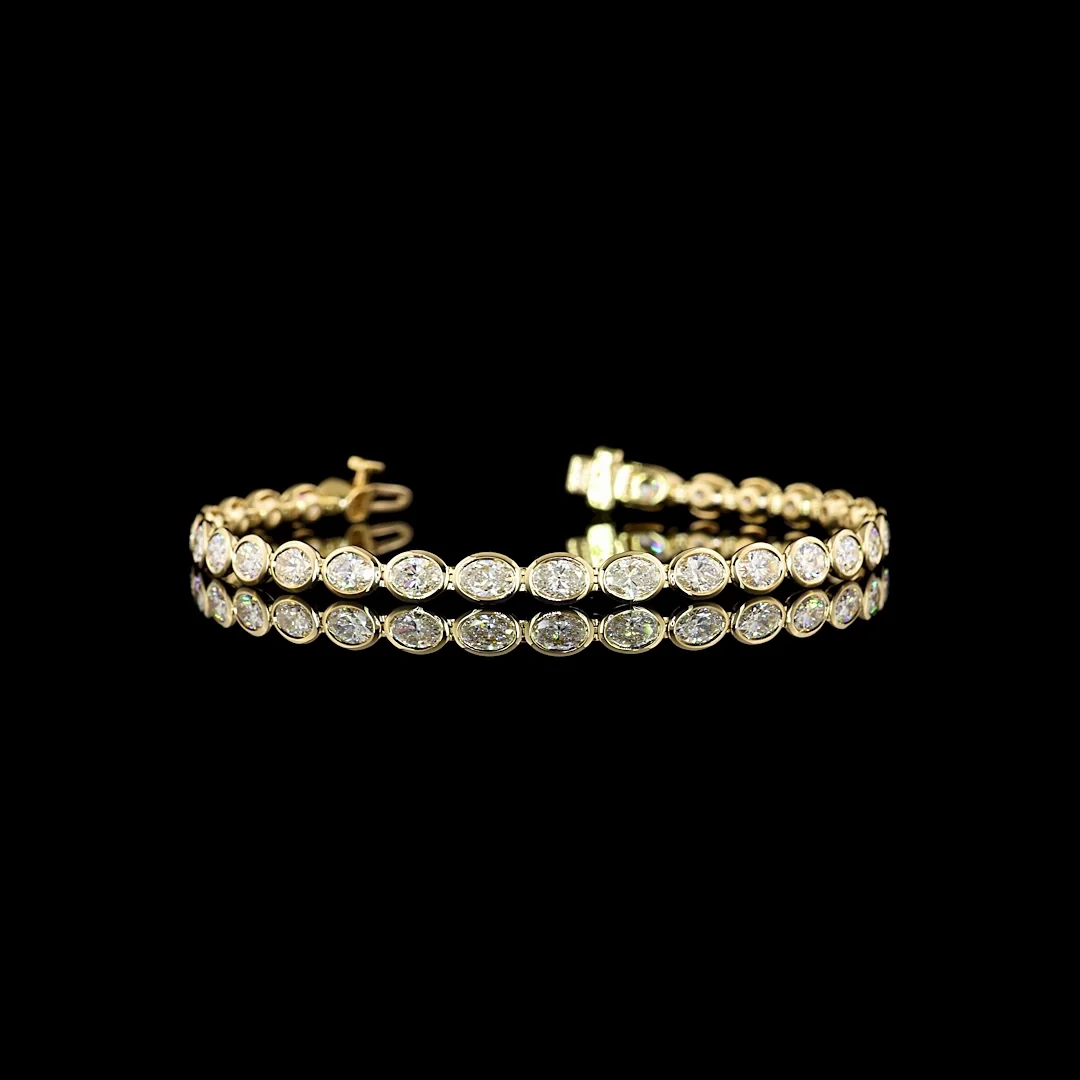5.79 Cts 14k Yellow Gold Oval Shape Tennis Bracelet - Video