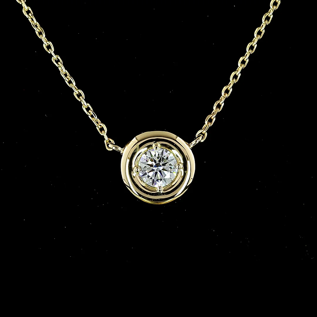 0.26 Cts 14k Yellow Gold Round Shape Solitaire Pendant - Image 3