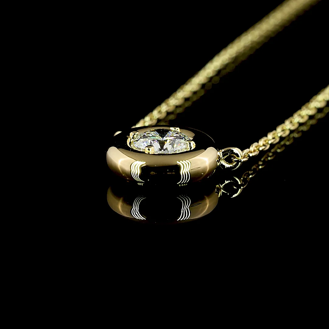 0.26 Cts 14k Yellow Gold Round Shape Solitaire Pendant - Image 4