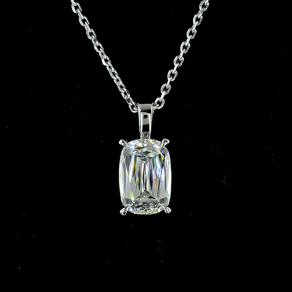 1.61 Cts 14k White Gold Radiant Shape Solitaire Pendant - Image 3
