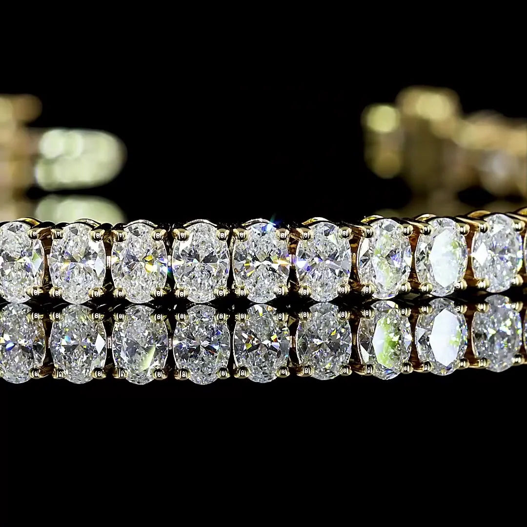 5.87 Cts 14k Yellow Gold Oval Shape Tennis Bracelet - Image 2