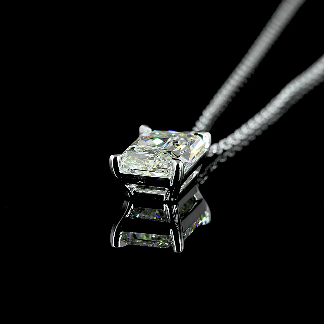 1.53 Cts 14k White Gold Radiant Modified Shape Solitaire Pendant - Image 4