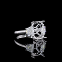 6.32 Cts 14k White Gold Emerald Shape 3 Stones Ring - Video