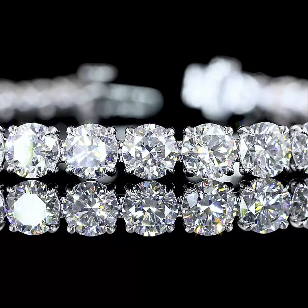 12.86 Cts 14k White Gold Round Shape Tennis Bracelet - Image 2