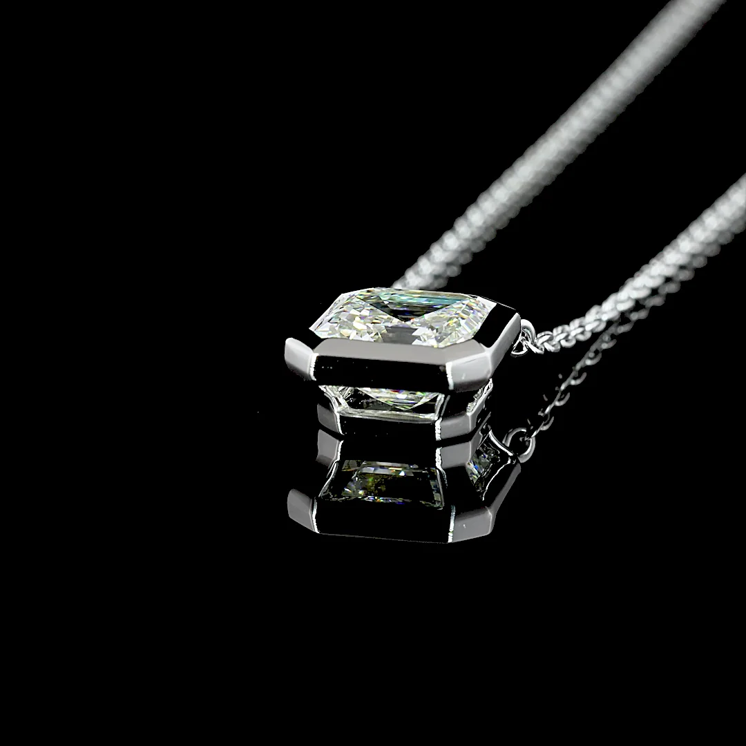 1.34 Cts 14k White Gold Asscher Shape Solitaire Pendant - Image 4