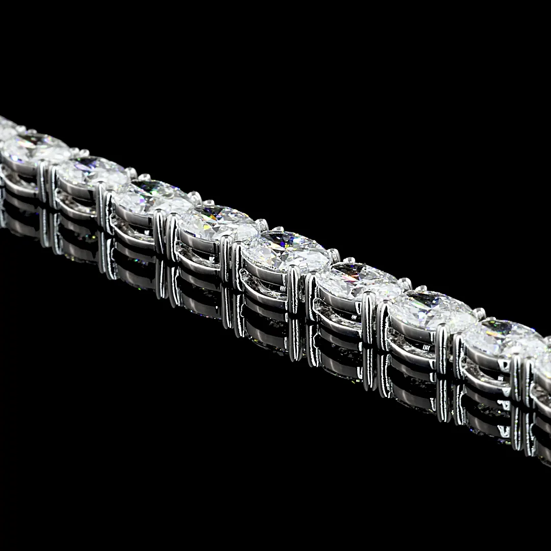 12.56 Cts 14k White Gold Oval Shape Riviera Necklace - Image 4