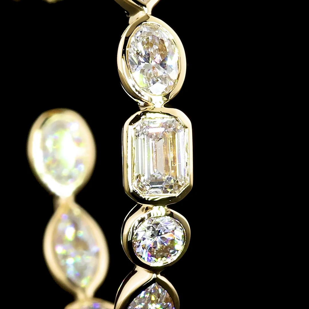 2.96 Cts 14k Yellow Gold Mix Shape C Hoops Earring - Image 3