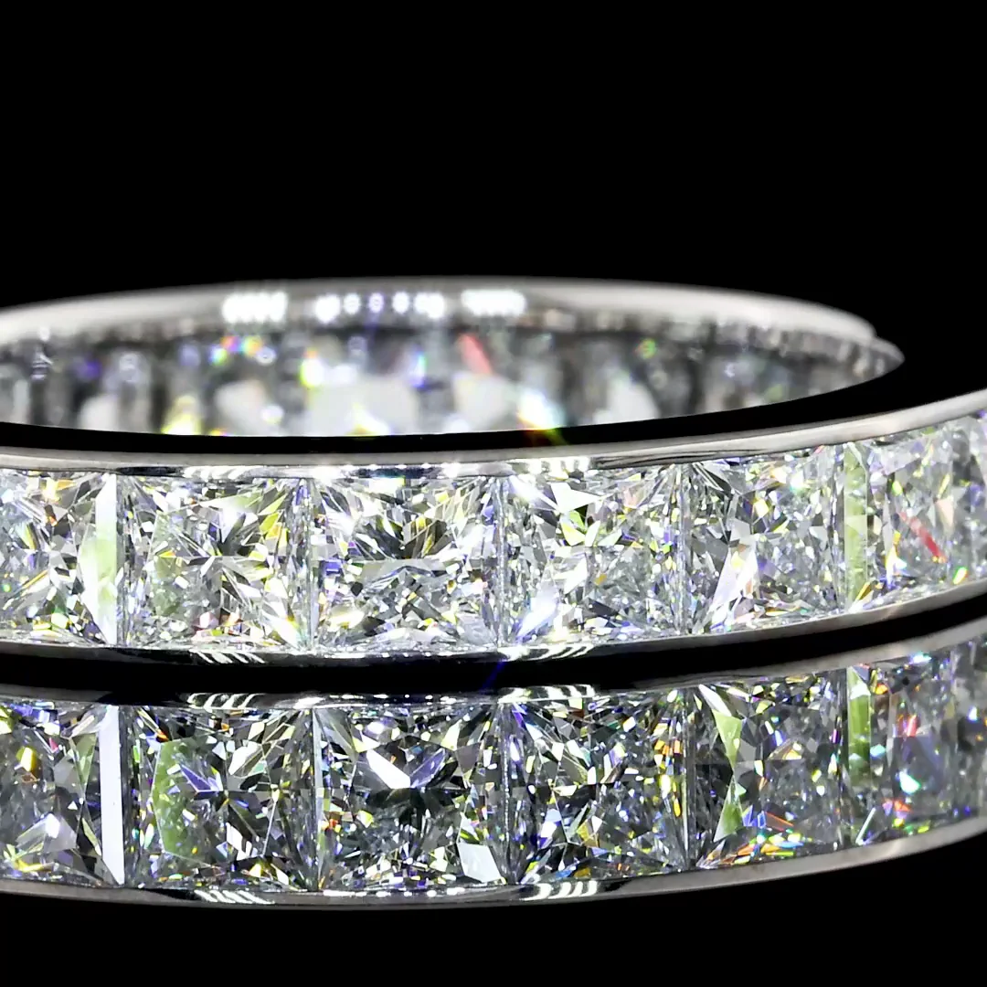 2.96 Cts 14k White Gold Princess Shape Eternity Band Eternity Band - Image 2