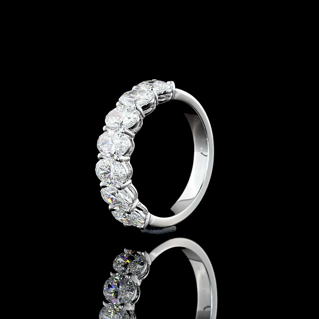 2.14 Cts 14k White Gold Oval Shape Half Eternity Eternity Band - Image 4
