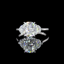 2.51 Cts 14k White Gold Cushion Modified Shape 3 Stones Ring - Video