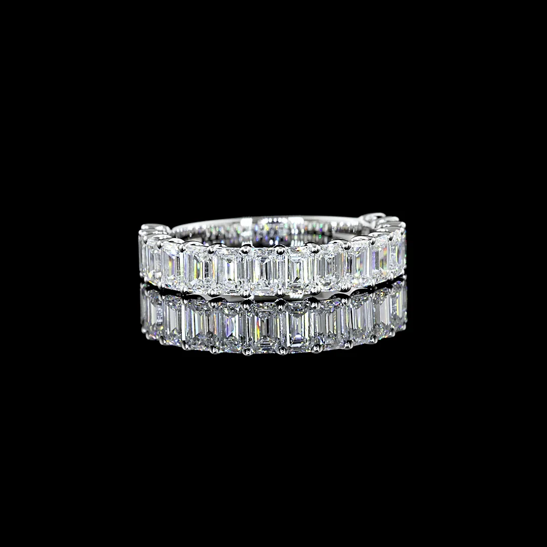 2.08 Cts 14k White Gold Emerald Shape Half Eternity Eternity Band - Video
