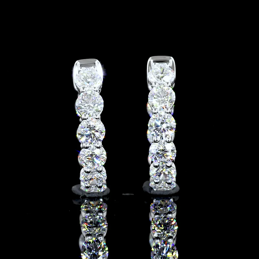 1.47 Cts 14k White Gold Round Shape Huggies Earring - Image 3