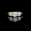 1.43 Cts 14k Yellow Gold Round Shape 3 Stones Ring - Video