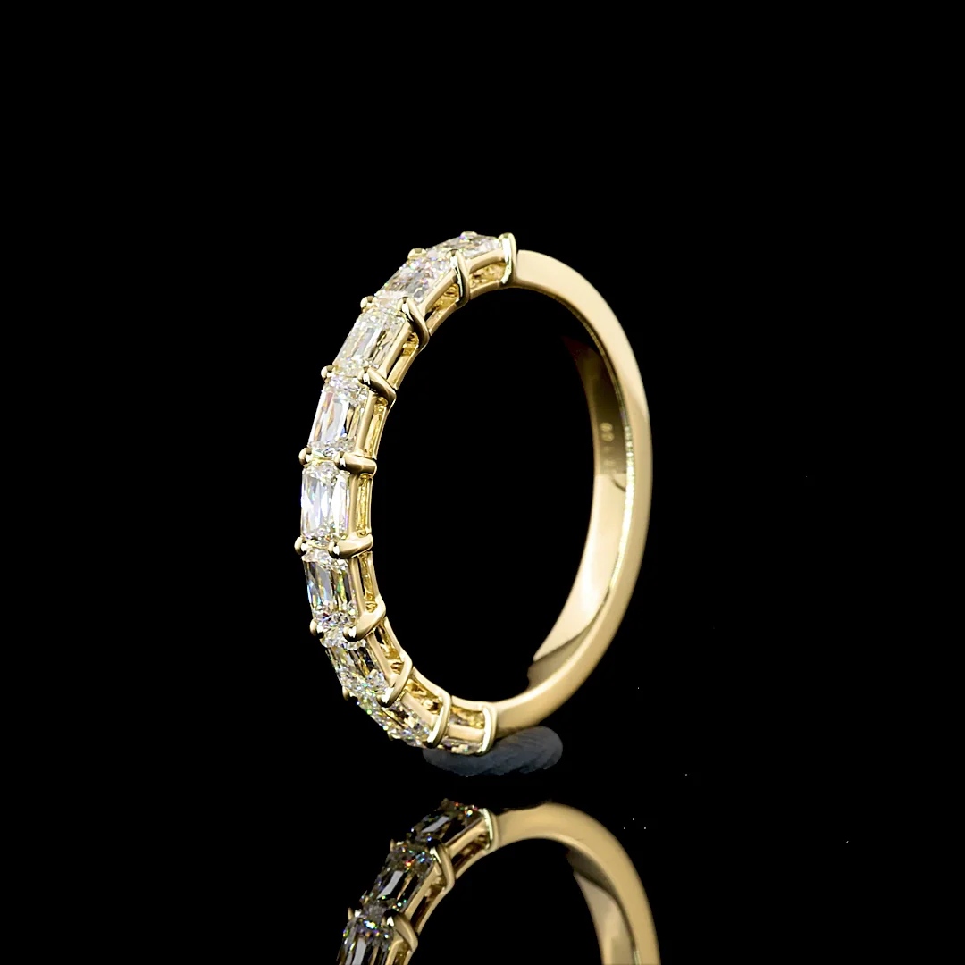 1 Cts 14k Yellow Gold Radiant Modified Shape Half Eternity Eternity Band - Image 4